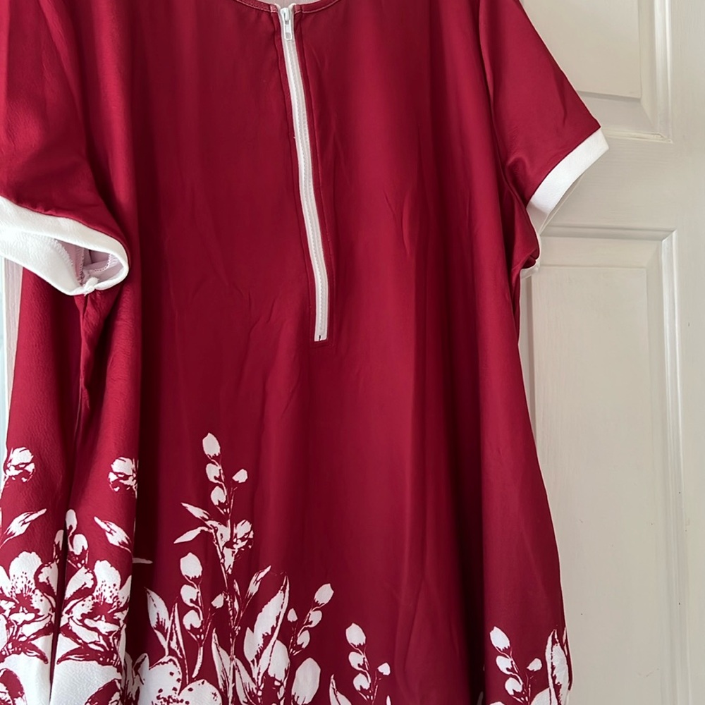 Red dress with white flowers